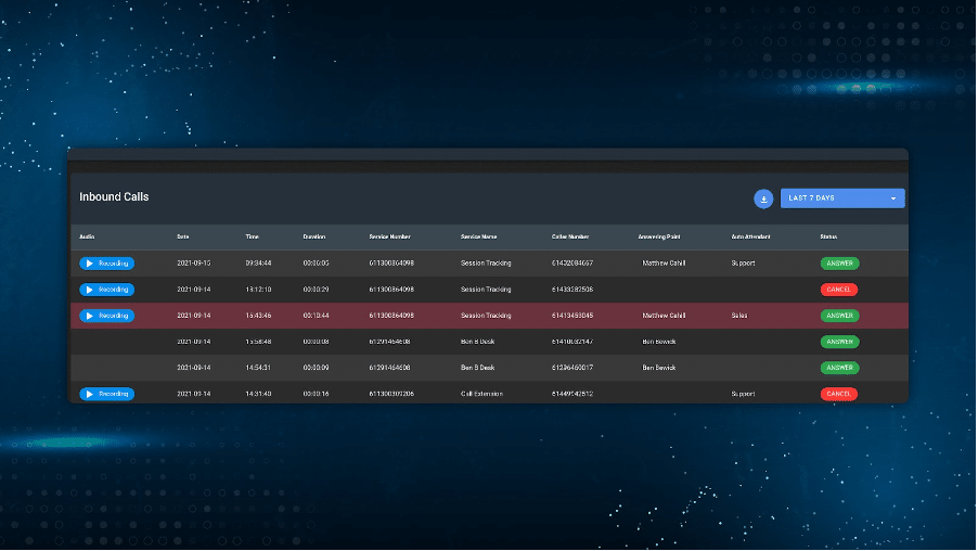 Inbound Calls recording